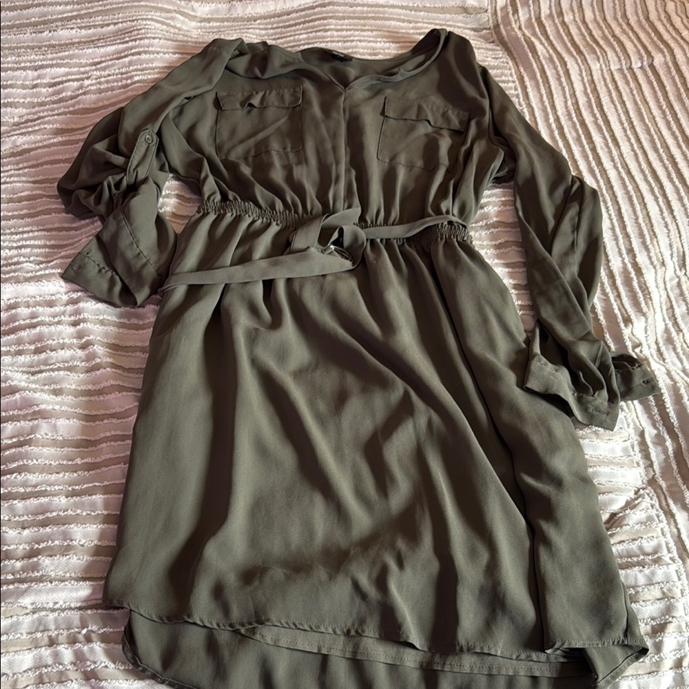 Mossimo Supply Co. Green Bishop Sleeve Midi Dress